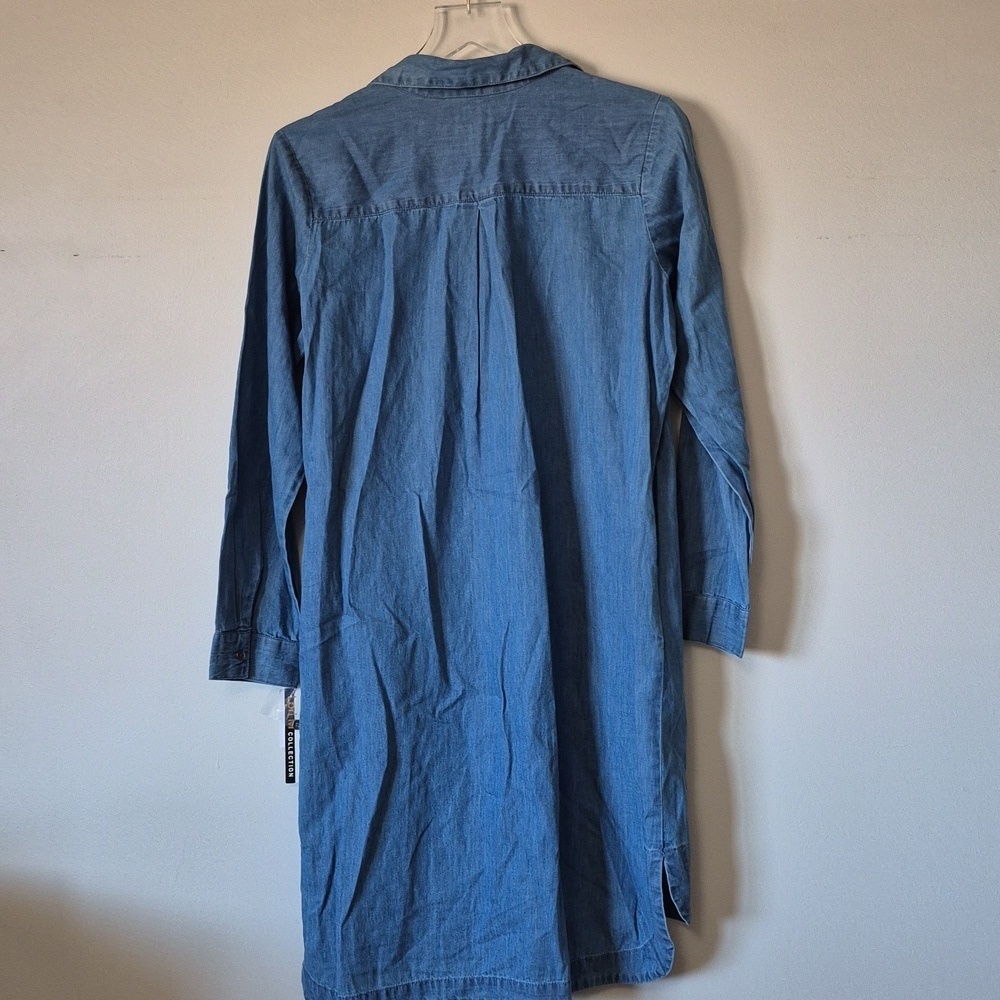 Lori M Collection Blue Chambray Denim Shirt Dress, Size S Casual Coastal Relaxed - Picture 9 of 12